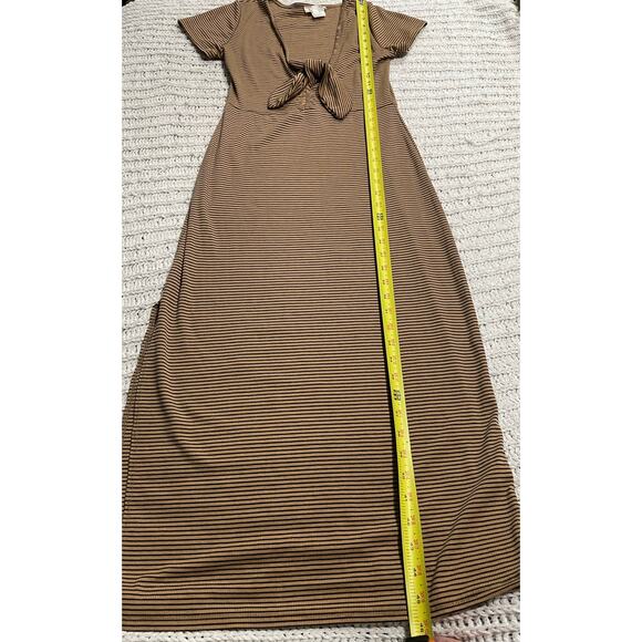 Y2K Rolla Coster Dress Ribbed Striped Bodycon Maxi Sz Medium Tan RC-4370ST 4761 - Picture 3 of 9